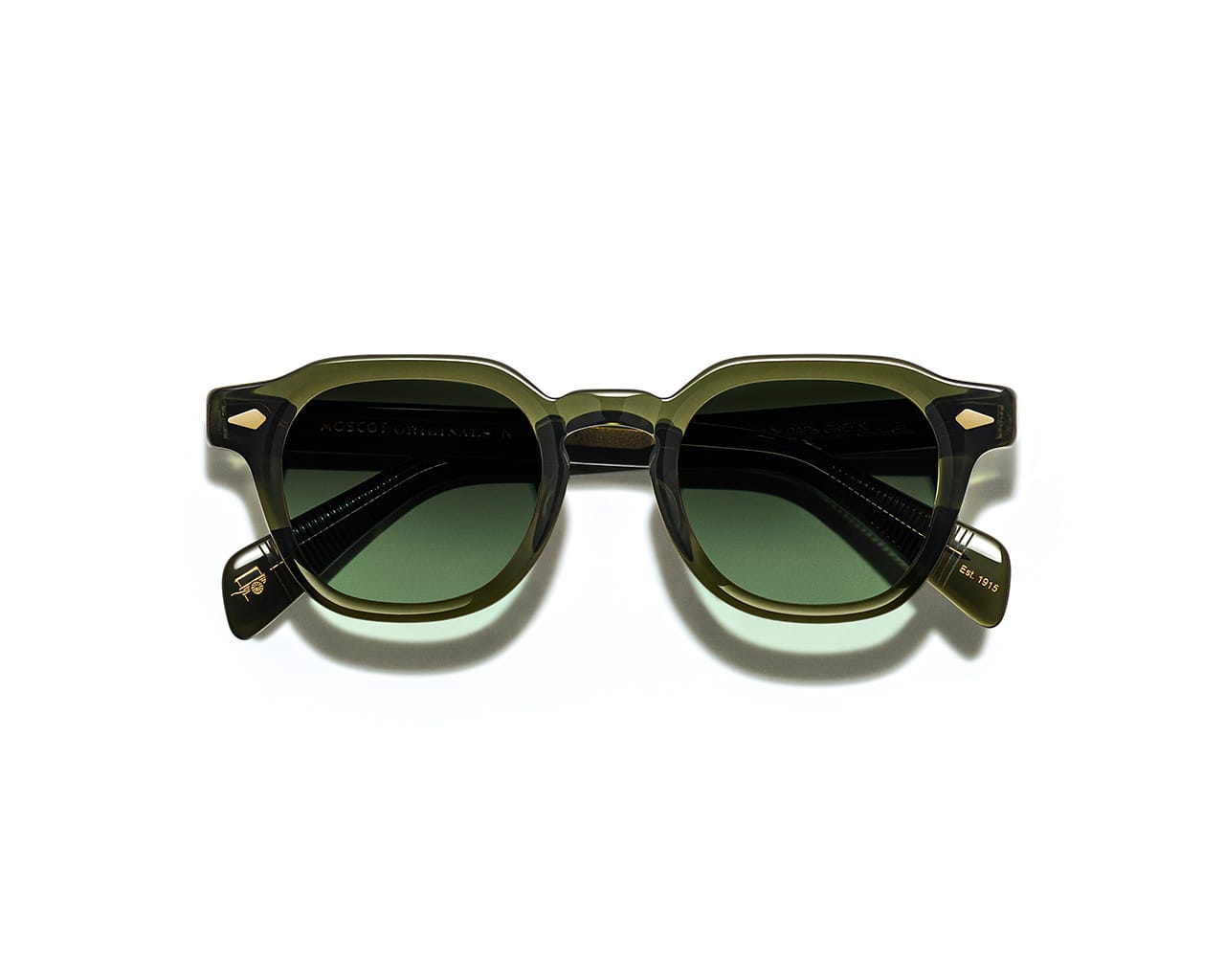 Moscot-DOLT-SUN_Dark-Green-Forest-Wood_front-solglasögon