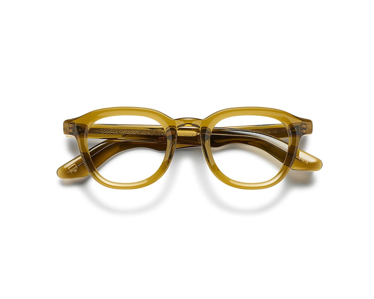Moscot Dahven_Olive Brown_glasögon ihopfällda